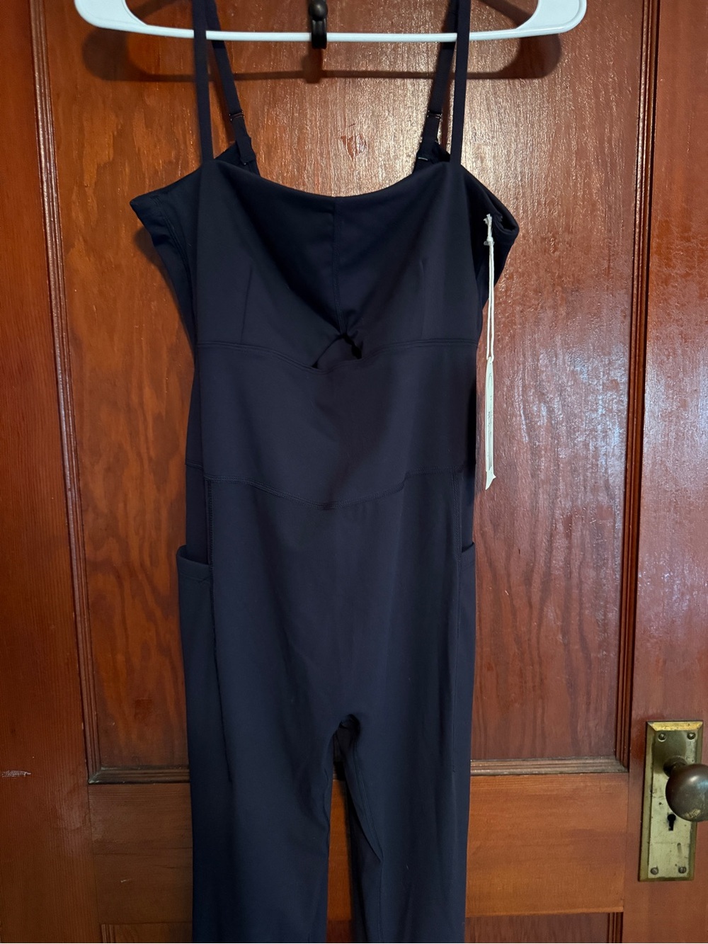 Navy Slim-Strap Jumpsuit with Side Pockets